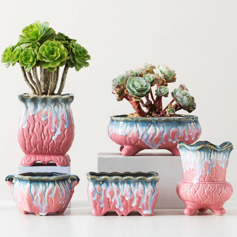 Snake Plant Ceramic - 創造的な施釉植木鉢,多肉植物,盆栽ポット,緑の植物,通気性のある花瓶,デスクトップ装飾品,家と庭の装飾