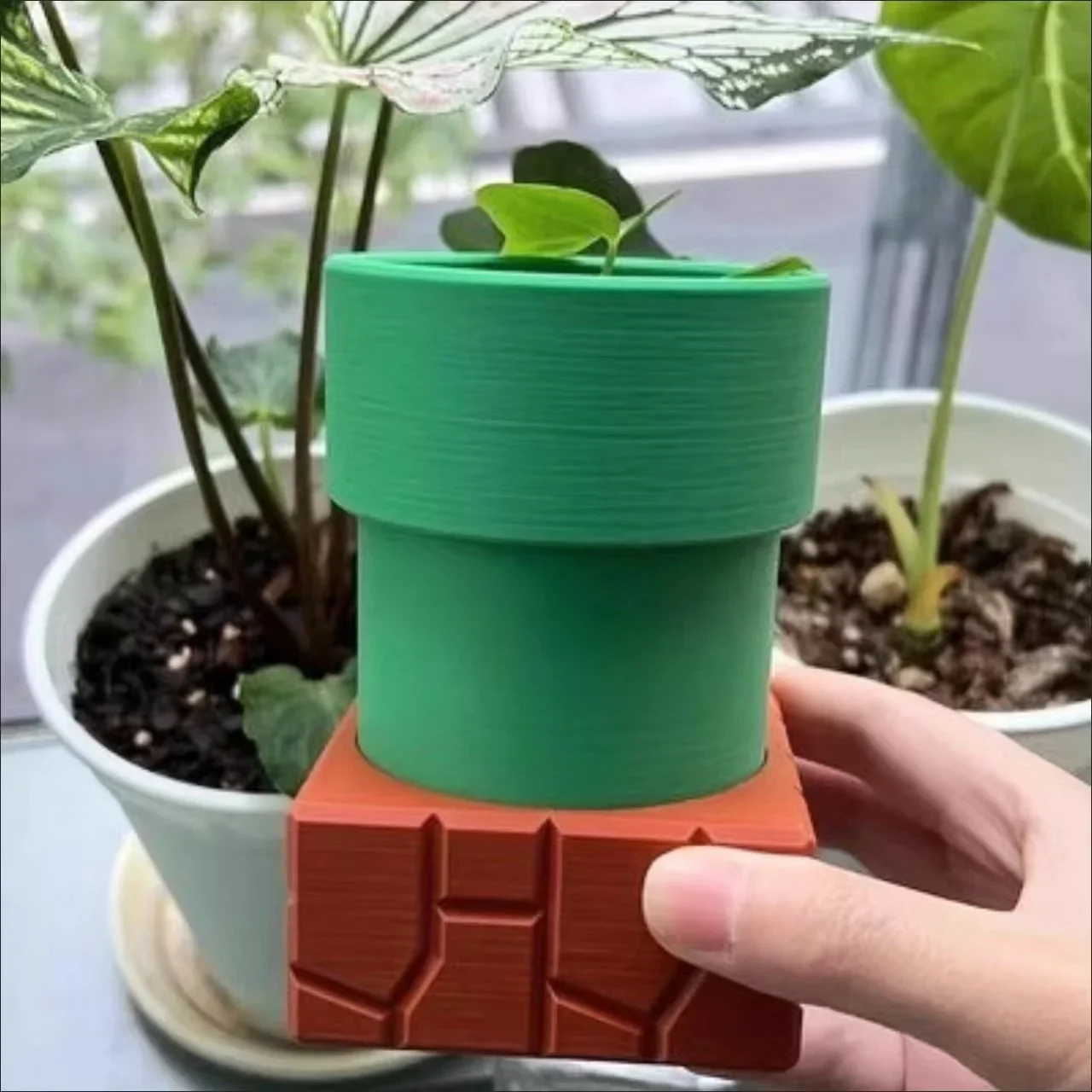 Snake Plant Ceramic - 水道管人食いフラワーポット多肉植物フラワーポットヤマアラシ植栽ポット 3D 印刷漫画ネット赤水道管モデル