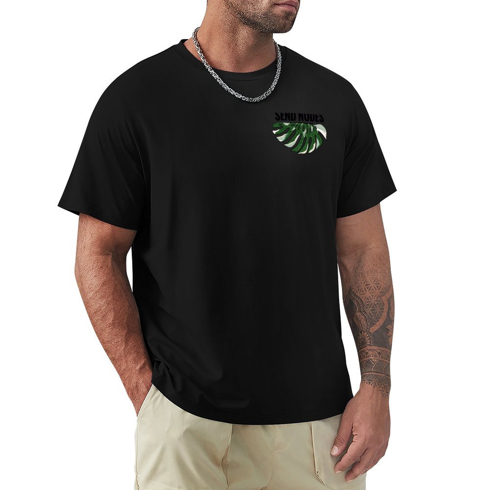 Variegated Monstera Node - Send Nodes - バリエーテッドモンステラTシャツ 建設作業用Tシャツ