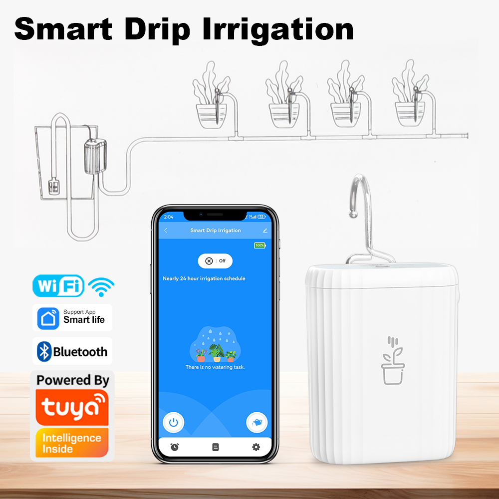 Plant Parent App - WiFiインテリジェント散水装置 時限式自動点滴灌漑システム リモートアプリ制御 室内植物用自動散水