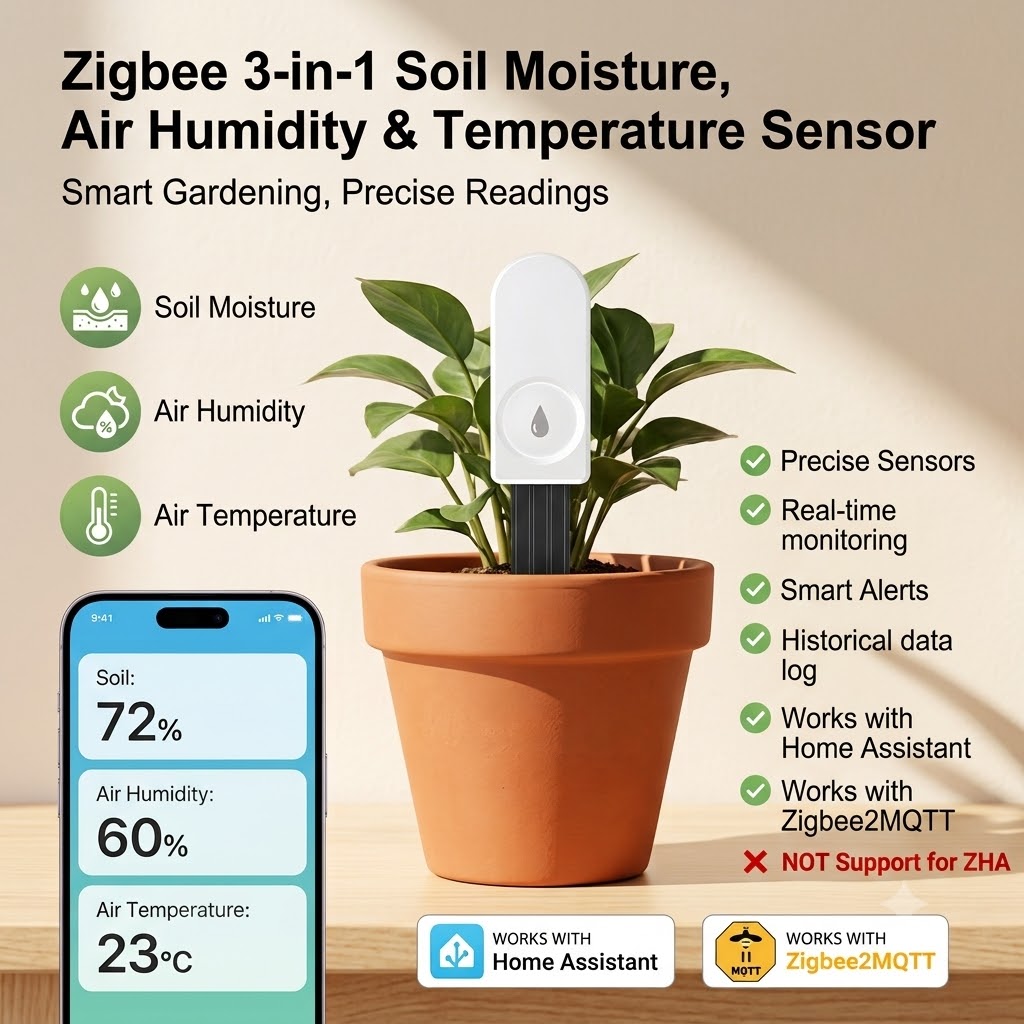 Plant Parent App - ZigBeeスマート土壌水分センサー 温度湿度モニター アプリ制御 植物給水トラッカー 庭園灌漑用