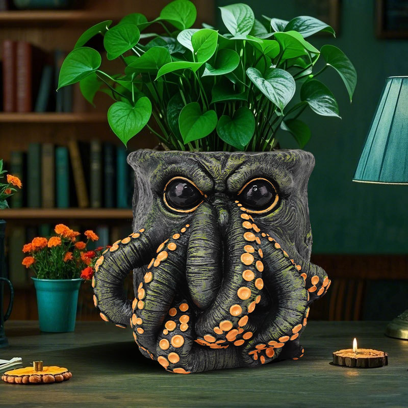 Snake Plant Ceramic - クリエイティブな樹脂製植木鉢 - 虎蛇、七つ星、てんとう虫、タコの形をした植栽容器、家の装飾用動物型プランター