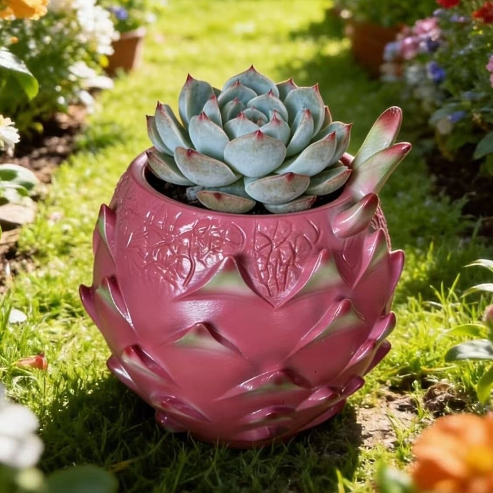 クリエイティブな樹脂製ドラゴンフルーツプランター、手作りフル - Snake Plant Ceramic のレビューと価格