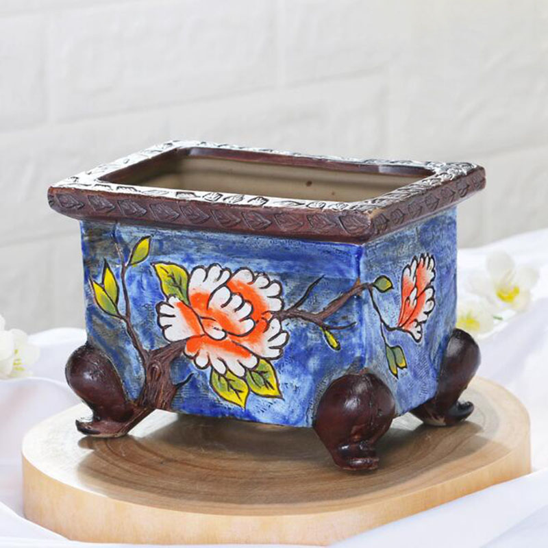 韓国スタイル手描き花柄セラミック多肉植物ポット盆栽花瓶プラン - Snake Plant Ceramic のレビューと価格
