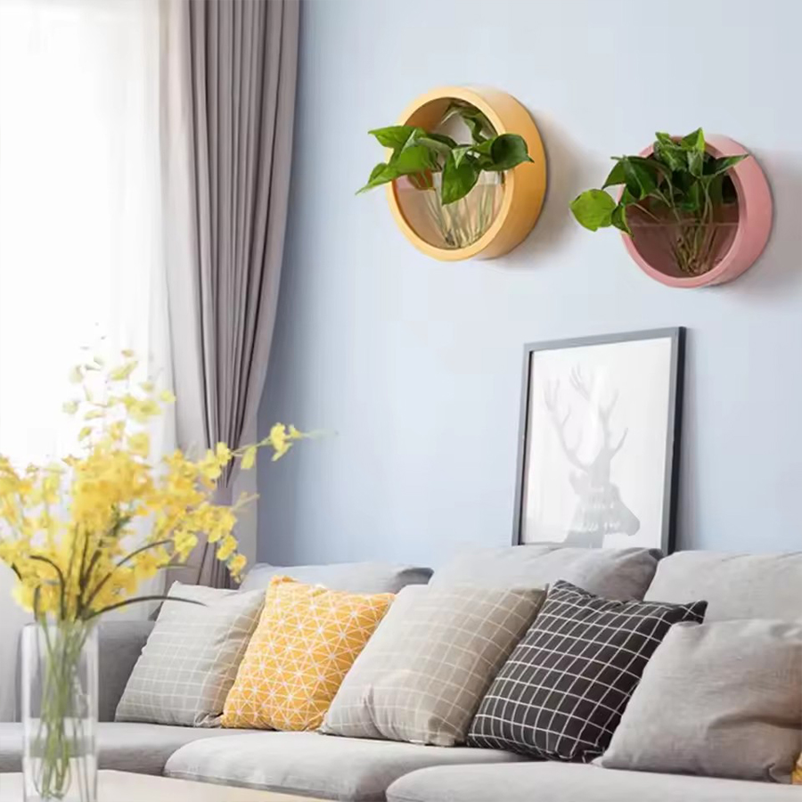 丸型壁掛けプランターポット 3色 ピンク ブルー ブラック  - Snake Plant Ceramic のレビューと価格