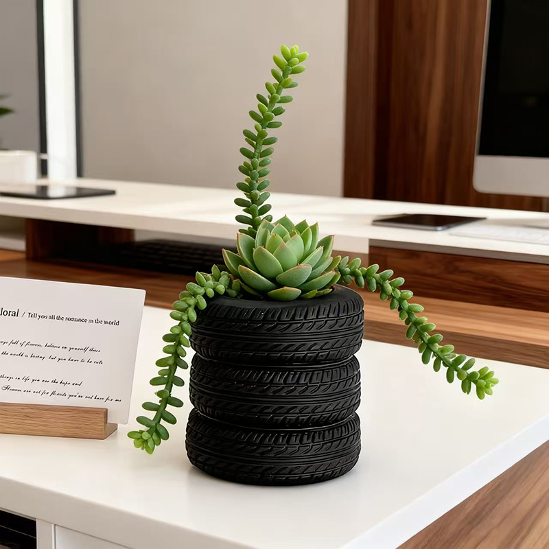 積み重ねタイヤ樹脂製多肉植物プランター、創造的な3層タイヤ型 - Snake Plant Ceramic のレビューと価格