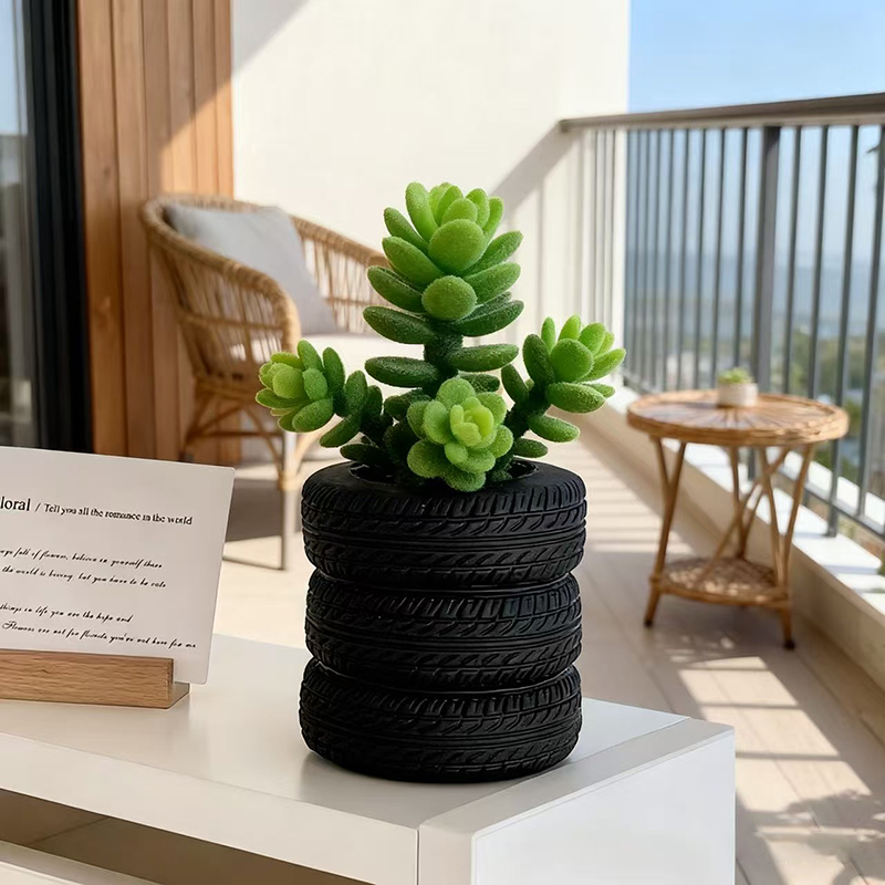積み重ねタイヤ樹脂製多肉植物プランター、創造的な3層タイヤ型 - Snake Plant Ceramic のレビューと価格