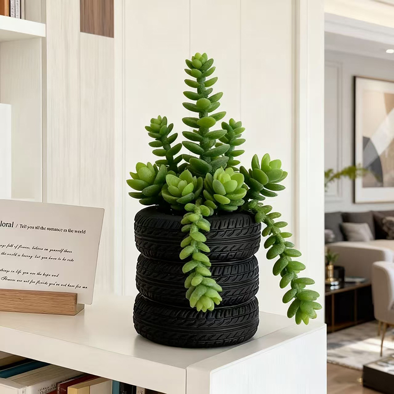 積み重ねタイヤ樹脂製多肉植物プランター、創造的な3層タイヤ型 - Snake Plant Ceramic のレビューと価格