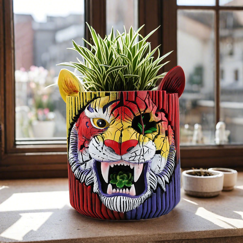 クリエイティブな樹脂製植木鉢 - 虎蛇、七つ星、てんとう虫、 - Snake Plant Ceramic のレビューと価格