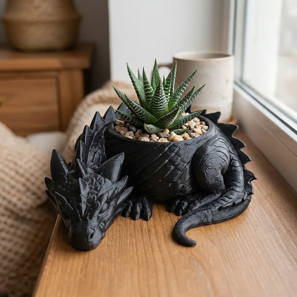 3Dプリントされたドラゴン型の植木鉢、面白いフラワーポット、 - Snake Plant Ceramic のレビューと価格
